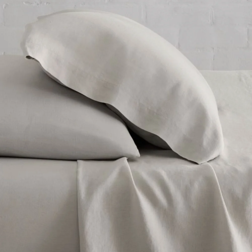 ❤️BUY 2 GET 1 FREE  European Flax Linen Sheet Set, Full, Frost Gray, Retail $269